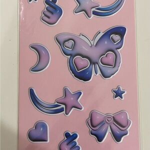 Purple and Pink Butterfly and Stars Stickers